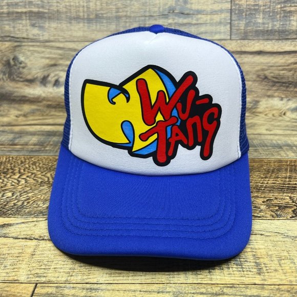Wu Tang Clan Mens Trucker Hat Blue Snapback 90s Hip Hop Rap Ol Dirty Bastard Cap - Picture 2 of 7